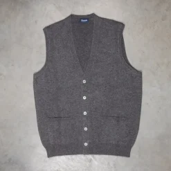 Drumohr Cashmere Gillet con Bottoni Grigio Scuro