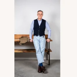Drumohr Cashmere Gillet con Bottoni Blu Notte