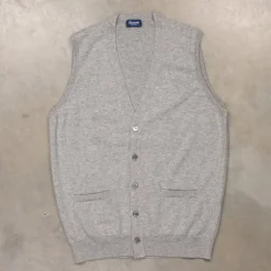 Drumohr Cashmere Gillet con Bottoni Grigio Chiaro