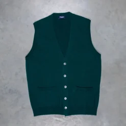 Drumohr Cashmere Gillet con Bottoni Verde Bottiglia