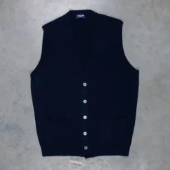 Drumohr Cashmere Gillet con Bottoni Blu Notte