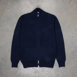 Drumohr Cashmere Lupo Full Zip Blu Notte
