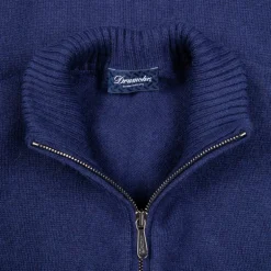 Drumohr Cashmere Lupo Full Zip Navy Americana