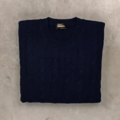 Drumohr Cashmere Treccia Crew Neck Blu Notte