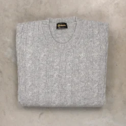 Drumohr Cashmere Treccia Crew Neck Grigio Chiaro