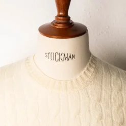 Drumohr Cashmere Treccia Crew Neck Bianco Sporco