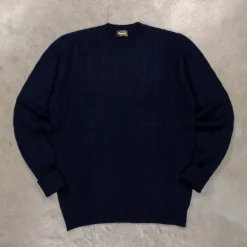 Drumohr Cashmere Treccia Crew Neck Blu Notte