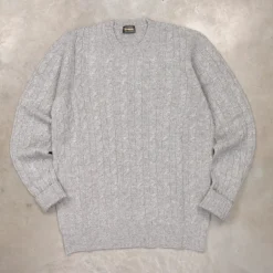 Drumohr Cashmere Treccia Crew Neck Grigio Chiaro