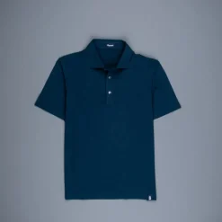 Drumohr Crepe Cotton MC Polo Blu Navy