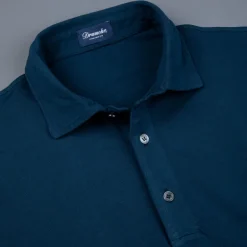 Drumohr Crepe Cotton MC Polo Blu Navy
