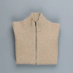 Drumohr Full Zip Garzato Wool Sweater Mastice
