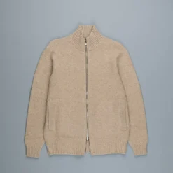 Drumohr Full Zip Garzato Wool Sweater Mastice