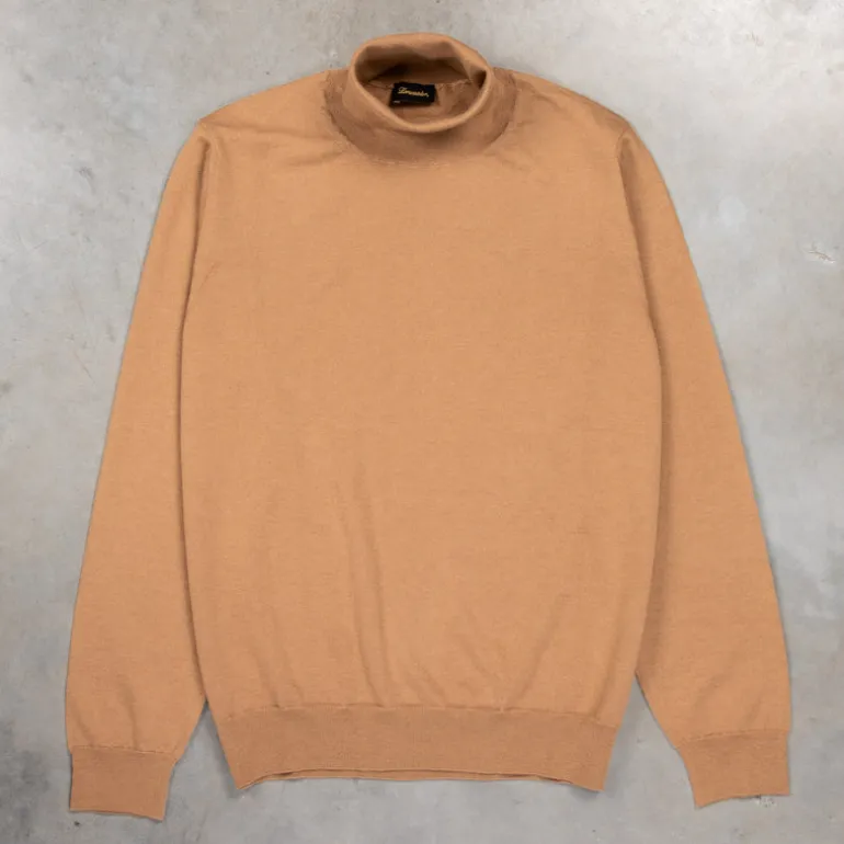 Drumohr Luxury 30G Cashmere Roll Neck Camello