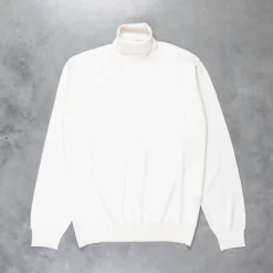 Drumohr Luxury 30G Cashmere Roll Neck Bianco Garza