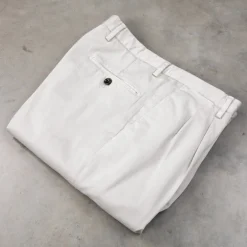 Drumohr Pantaloni Doppia Pence Cottone Grigio Chiaro