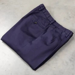 Drumohr Pantaloni Doppia Pence Cottone Blu Scuro