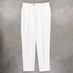 Drumohr Pantaloni Doppia Pence Cottone Latte