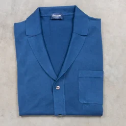 Drumohr Superlight Frosted Cotone Camicia Bowling Oceano