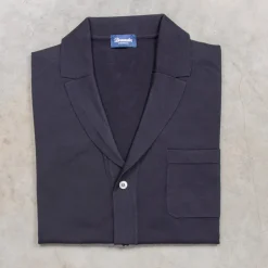 Drumohr Superlight Frosted Cotone Camicia Bowling Navy