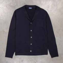 Drumohr Superlight Frosted Cotone Camicia Bowling Navy