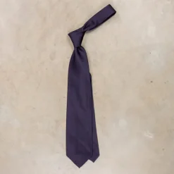 Finamore "Sette Pieghe" Plain Silk Tie Marino