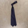 Finamore "Sette Pieghe" Plain Silk Tie Blu Notte