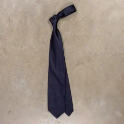 Finamore "Sette Pieghe" Plain Silk Tie Blu Notte