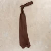 Finamore "Sette Pieghe" Plain Silk Tie Marrone
