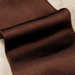 Finamore "Sette Pieghe" Plain Silk Tie Marrone