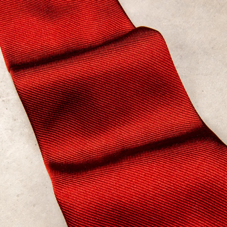 Finamore "Sette Pieghe" Plain Silk Tie Rosso