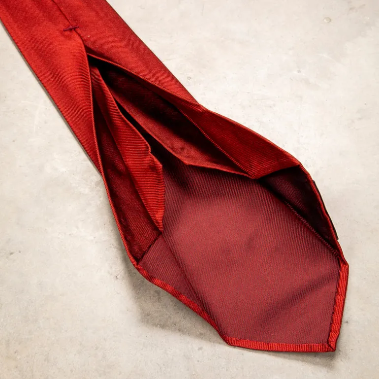 Finamore "Sette Pieghe" Plain Silk Tie Rosso
