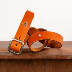 Fullcount Umbrella Studs Belt by Zip Stevenson HTC Brown