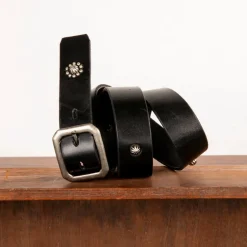 Fullcount Umbrella Studs Belt by Zip Stevenson HTC Black