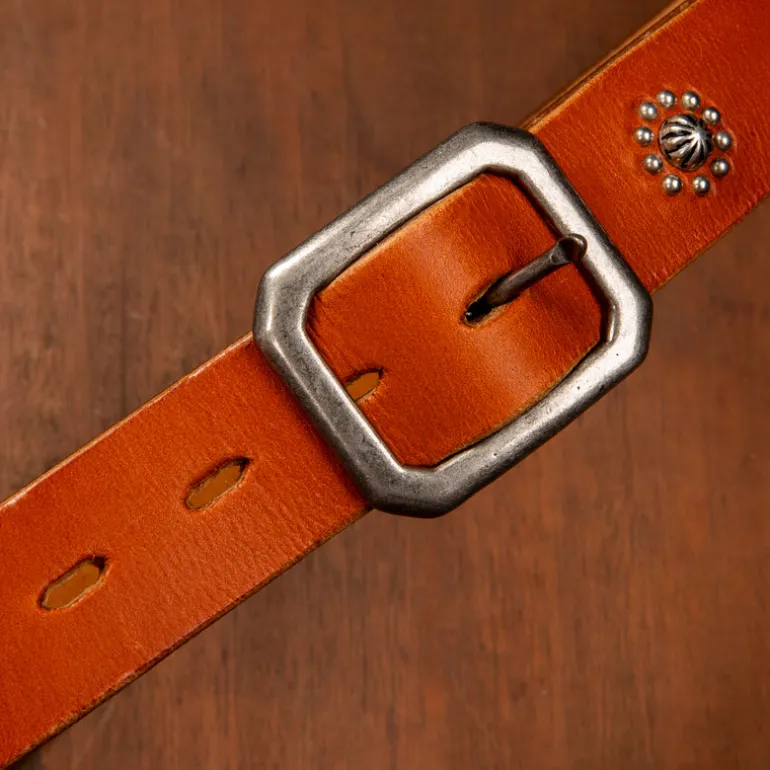 Fullcount Umbrella Studs Belt by Zip Stevenson HTC Brown