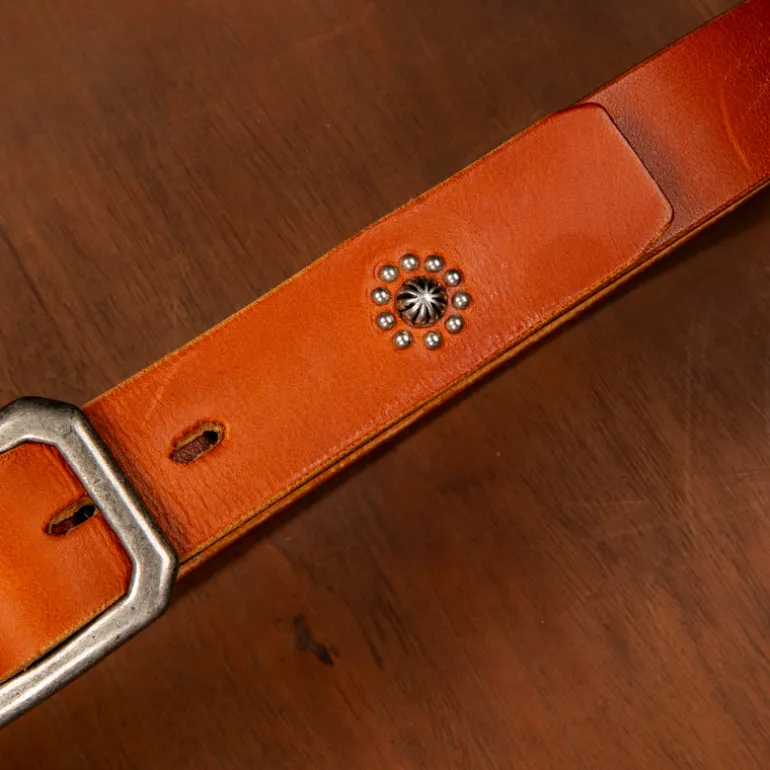 Fullcount Umbrella Studs Belt by Zip Stevenson HTC Brown
