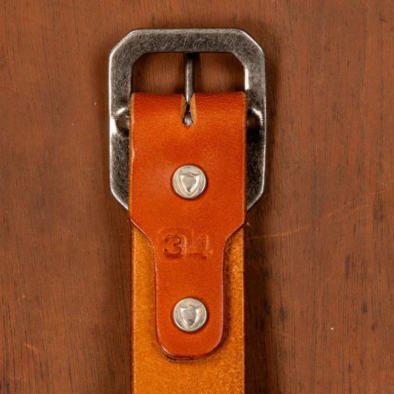 Fullcount Umbrella Studs Belt by Zip Stevenson HTC Brown
