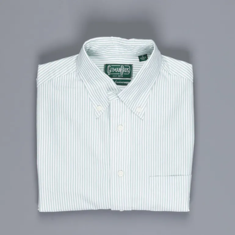 Gitman Vintage oxford button down shirt green striped