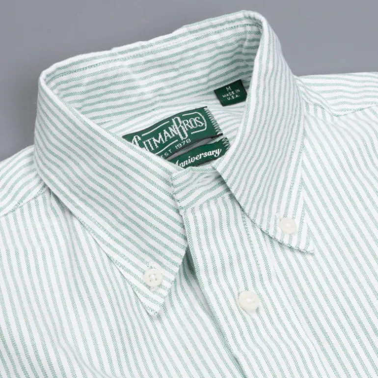Gitman Vintage oxford button down shirt green striped