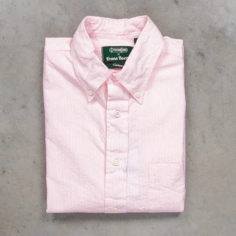 Gitman Vintage x Frans Boone Japanese Woven Stripe Seersucker Pink