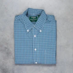 Gitman Vintage x Frans Boone Poplin Check Teal Russet White - Chad
