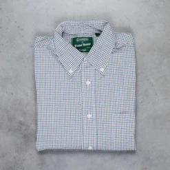 Gitman Vintage x Frans Boone Poplin Check White Teal Brown - Gene