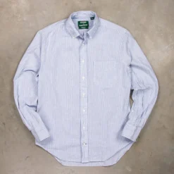 Gitman Vintage x Frans Boone Japanese Woven Stripe Seersucker Dark Blue