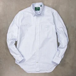 Gitman Vintage x Frans Boone Japanese Striped Oxford Light Blue