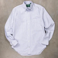 Gitman Vintage x Frans Boone Japanese Striped Oxford Mid Blue