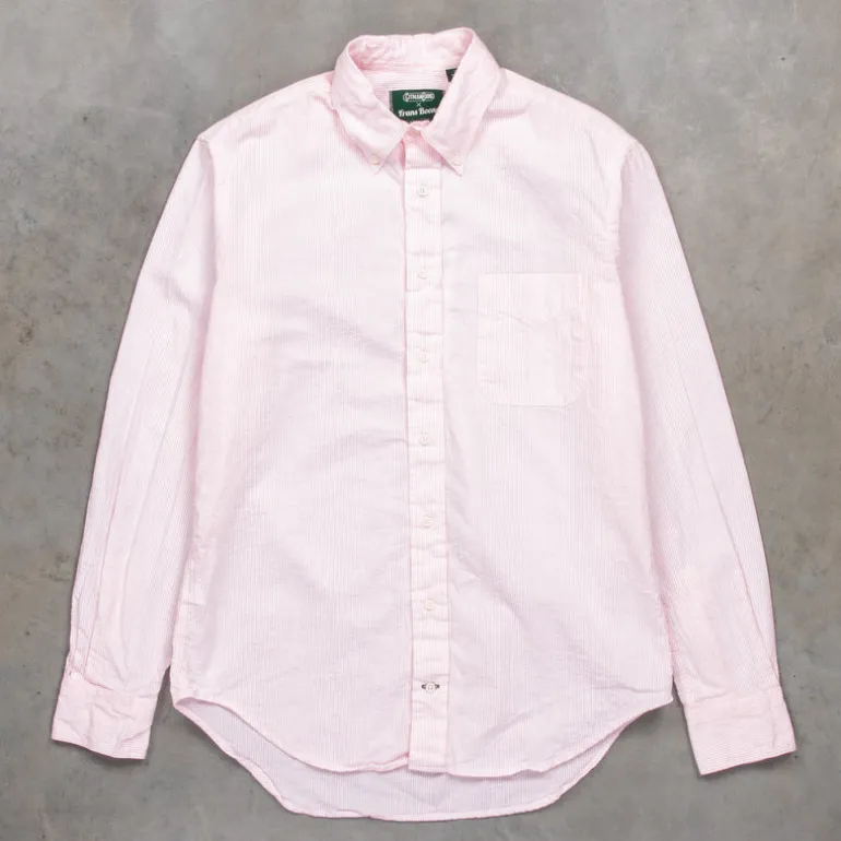 Gitman Vintage x Frans Boone Japanese Woven Stripe Seersucker Pink