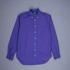 Gitman Vintage x Frans Boone Poplin Check Burgundy Sky Blue - Jeff