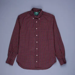 Gitman Vintage x Frans Boone Japanese woven vintage check poplin Red Olive