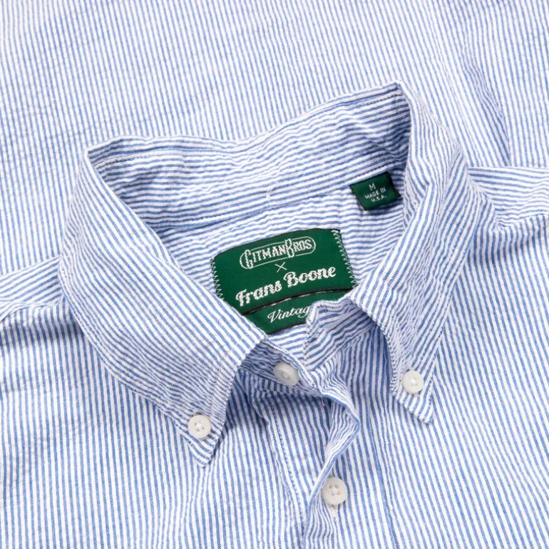 Gitman Vintage x Frans Boone Japanese Woven Stripe Seersucker Dark Blue