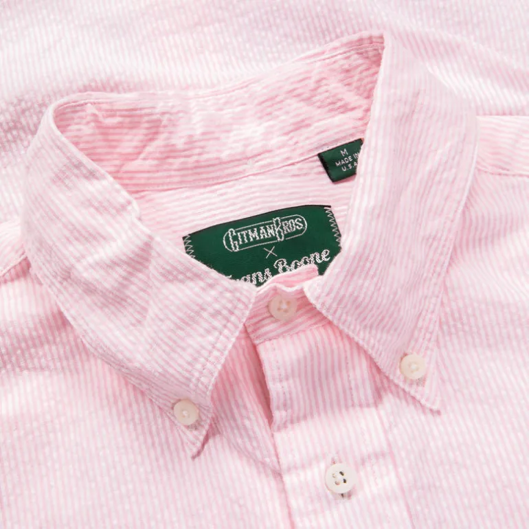 Gitman Vintage x Frans Boone Japanese Woven Stripe Seersucker Pink