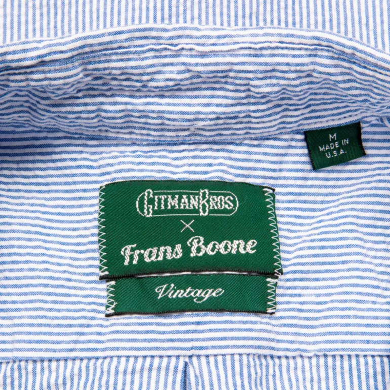 Gitman Vintage x Frans Boone Japanese Woven Stripe Seersucker Dark Blue